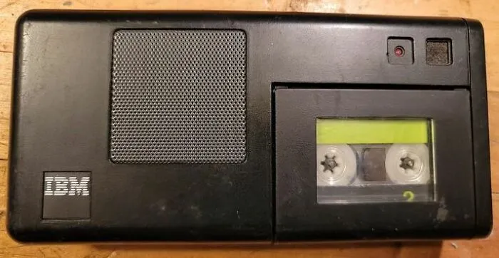 Vintage IBM portable cassette recorder, an old gadget that was a trendsetter in audio recording technology.