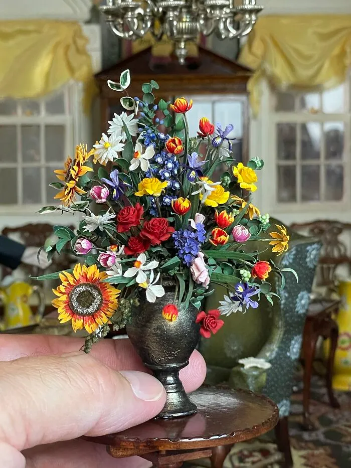 Sunflowers, Roses, Tulips And Green Ivy By Sandra Henry Wall
