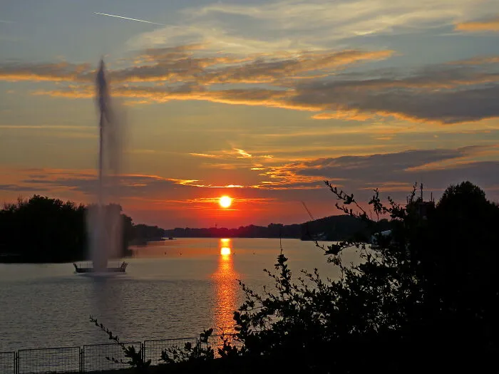 Sunset Over The City Lake