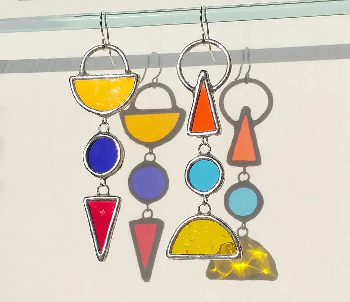The Sun Makes My Stained Glass Earrings Even More Beautiful