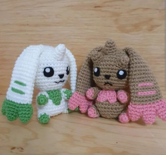 Crocheted Bunnies, Lillie And Fluffy