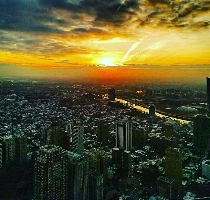 Overlooking Philadelphia, Pa At Sunset From The Now Closed Liberty One Observation Deck
