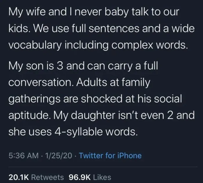 Baby Talk Will Stunt Your Child’s Acquisition