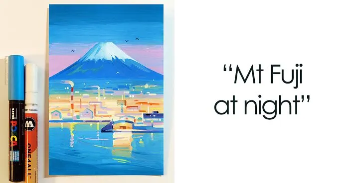 I Made 20 Images Using Acrylic Markers That Showcase The Places I Visited In Japan