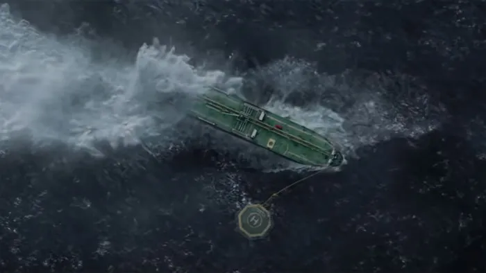 Ship in the middle of the ocean 