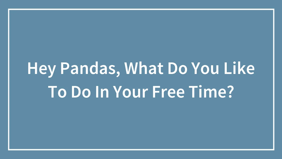Hey Pandas, What Do You Like To Do In Your Free Time?