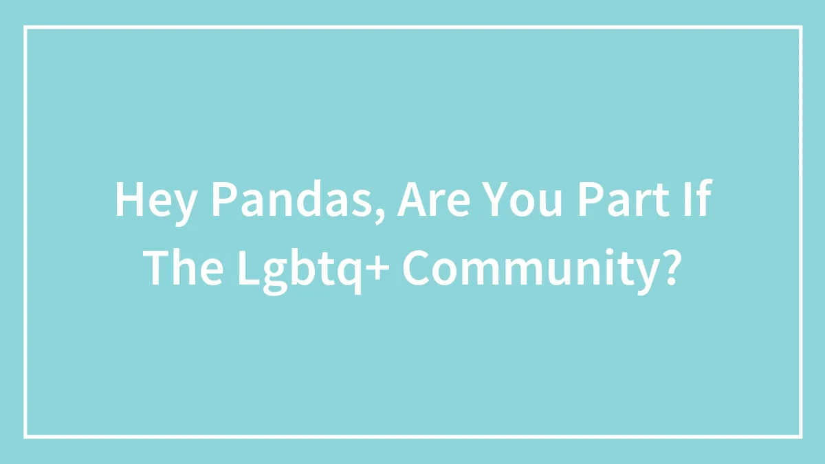 Hey Pandas, Are You Part If The Lgbtq+ Community?