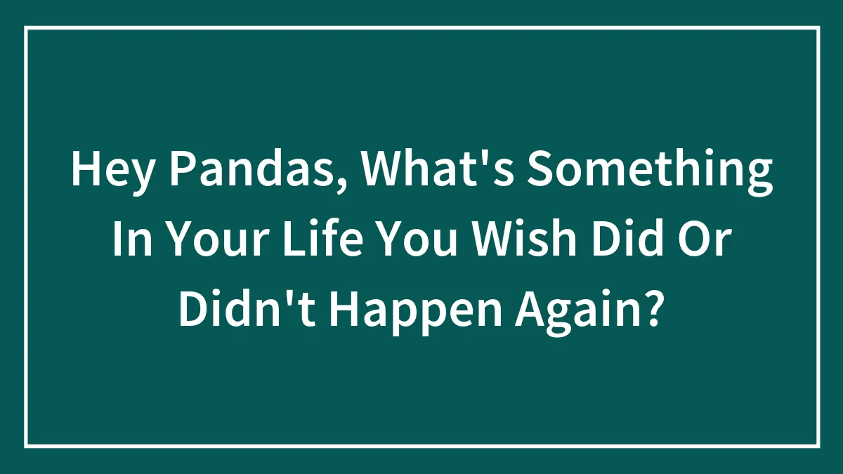 Hey Pandas, What's Something In Your Life You Wish Did Or Didn't Happen Again? (Closed)