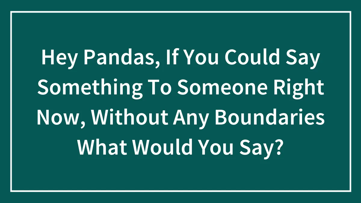 Hey Pandas, If You Could Say Something To Someone Right Now, Without Any Boundaries What Would You Say? (Closed)