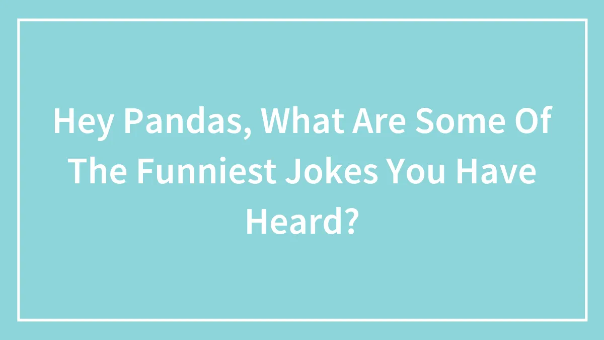 Hey Pandas, What Are Some Of The Funniest Jokes You Have Heard?