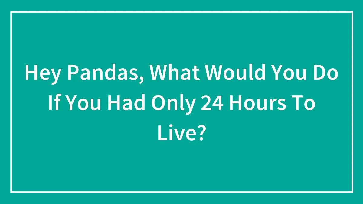 Hey Pandas, What Would You Do If You Had Only 24 Hours To Live? (Closed)