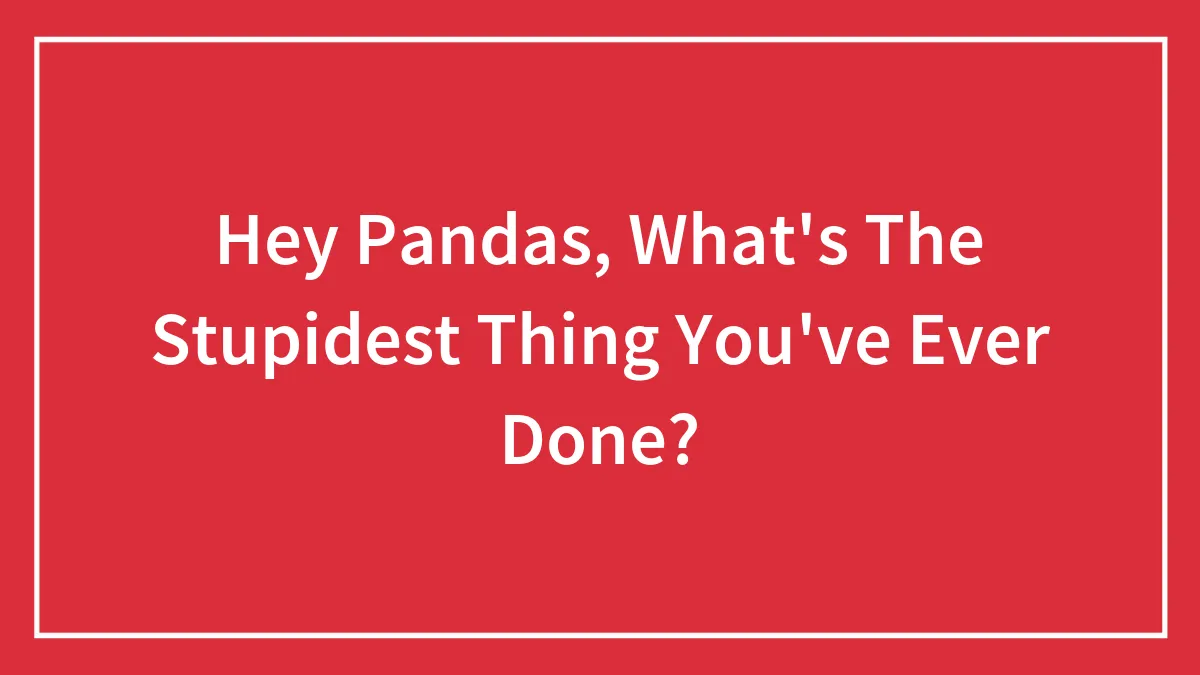 Hey Pandas, What's The Stupidest Thing You've Ever Done? (Closed)
