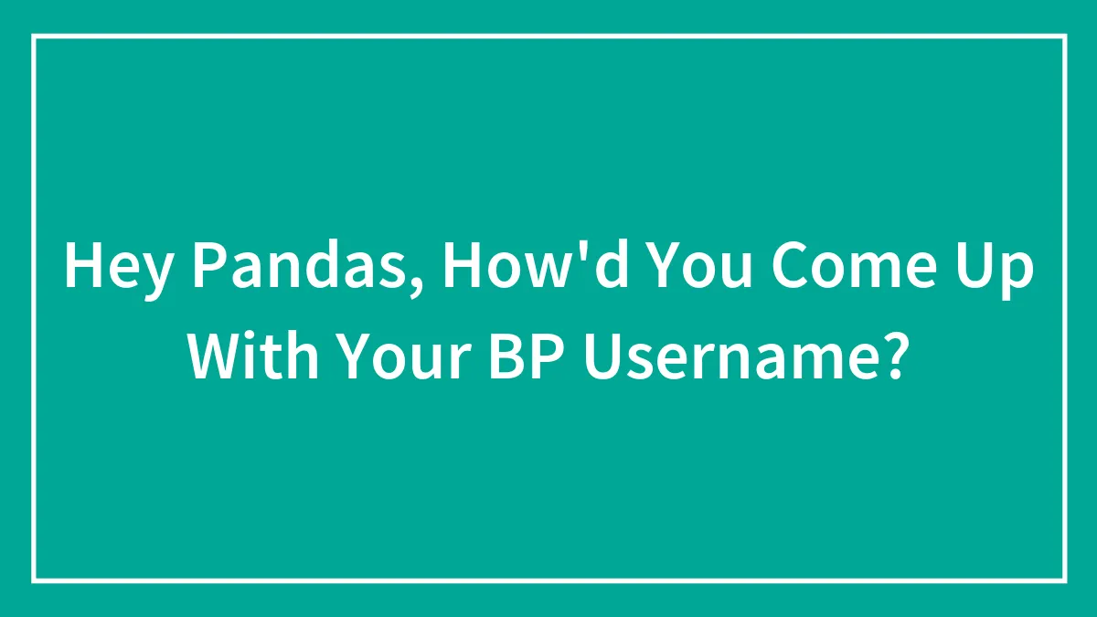Hey Pandas, How'd You Come Up With Your BP Username?