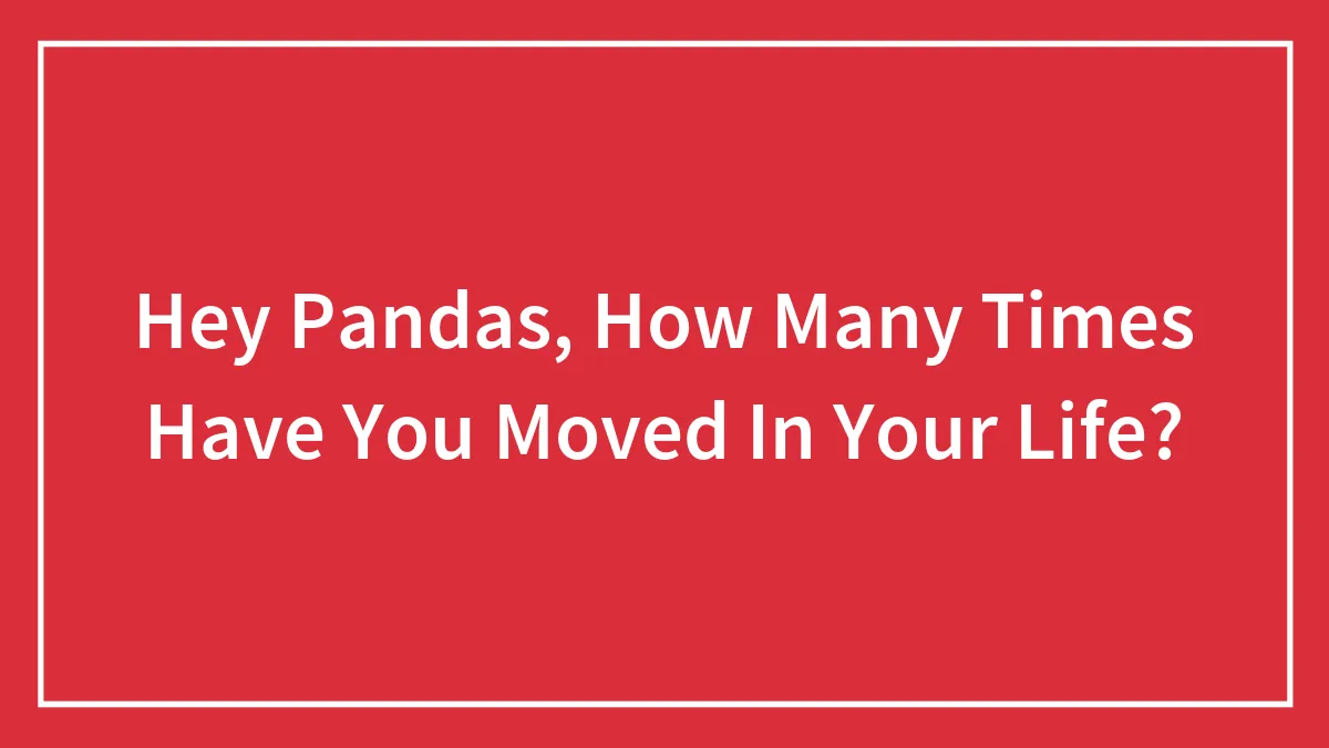 Hey Pandas, How Many Times Have You Moved In Your Life?