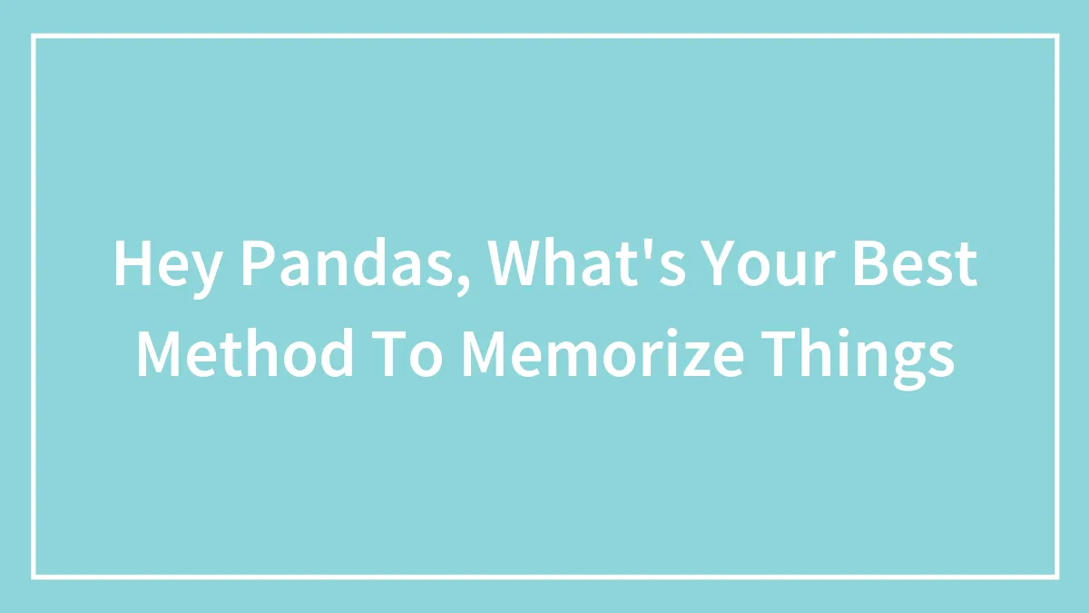 Hey Pandas, What's Your Best Method To Memorize Things
