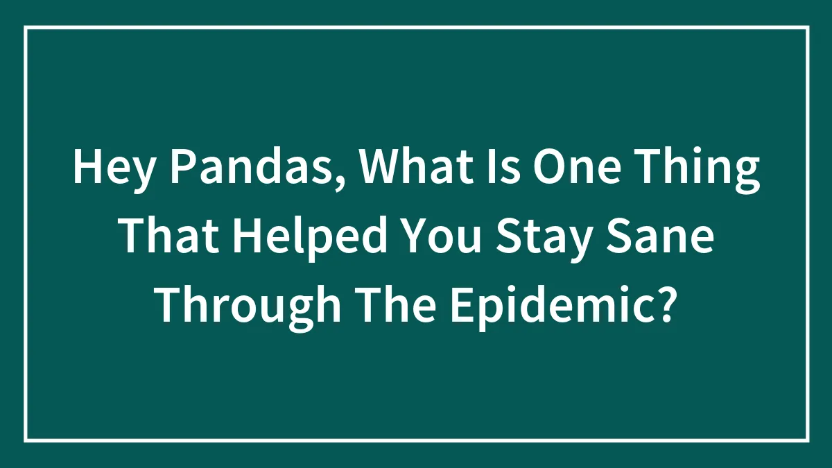 Hey Pandas, What Is One Thing That Helped You Stay Sane Through The Epidemic? (Closed)