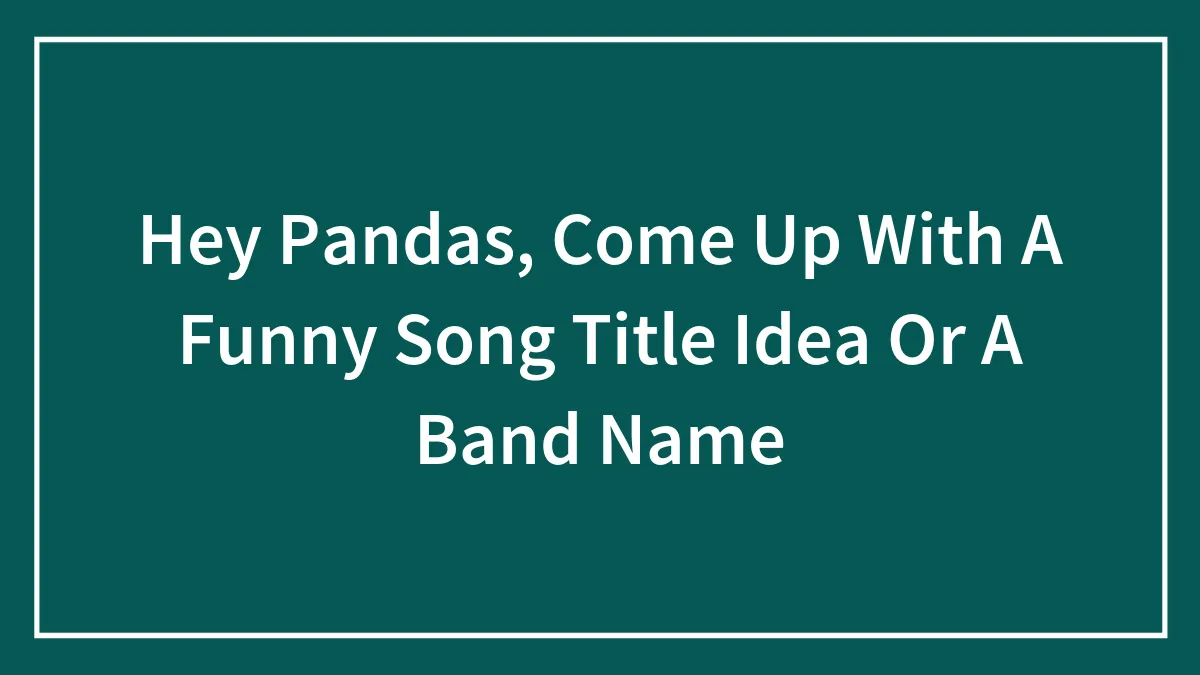 Hey Pandas, Come Up With A Funny Song Title Idea Or A Band Name
