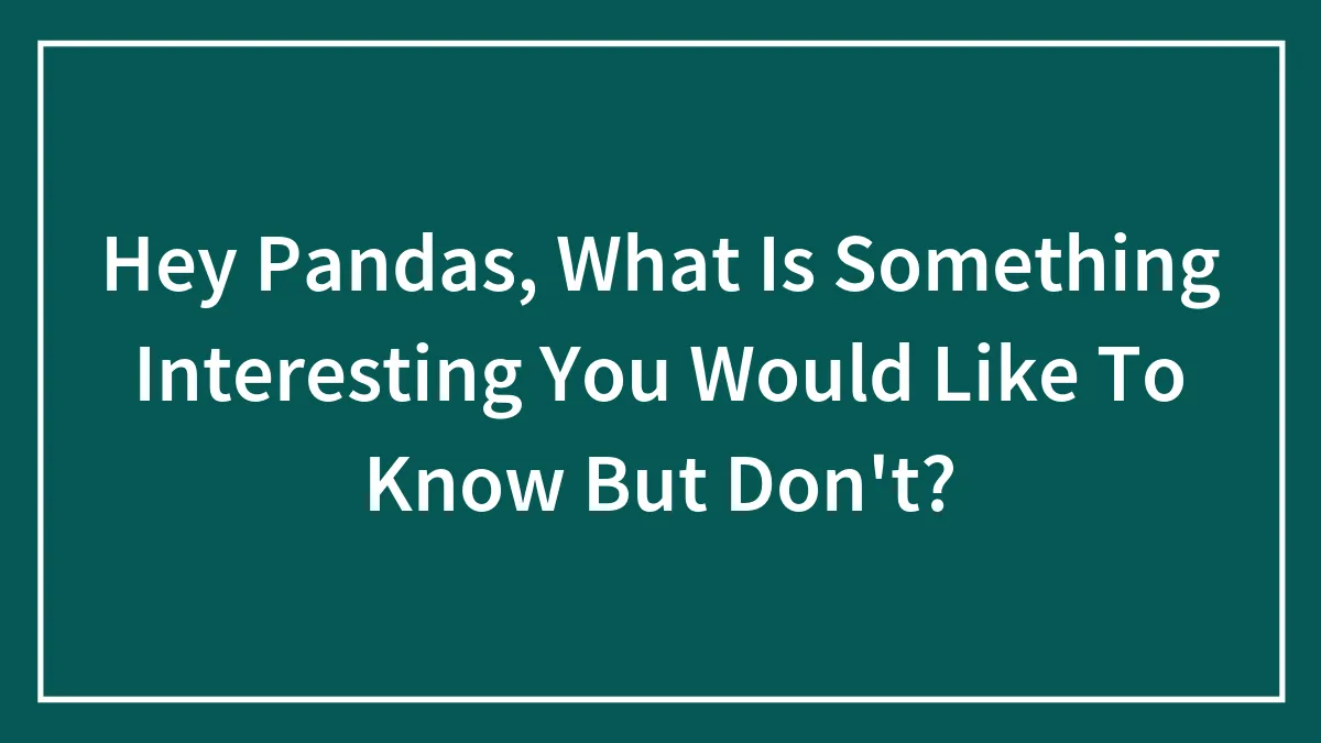 Hey Pandas, What Is Something Interesting You Would Like To Know But Don't? (Closed)