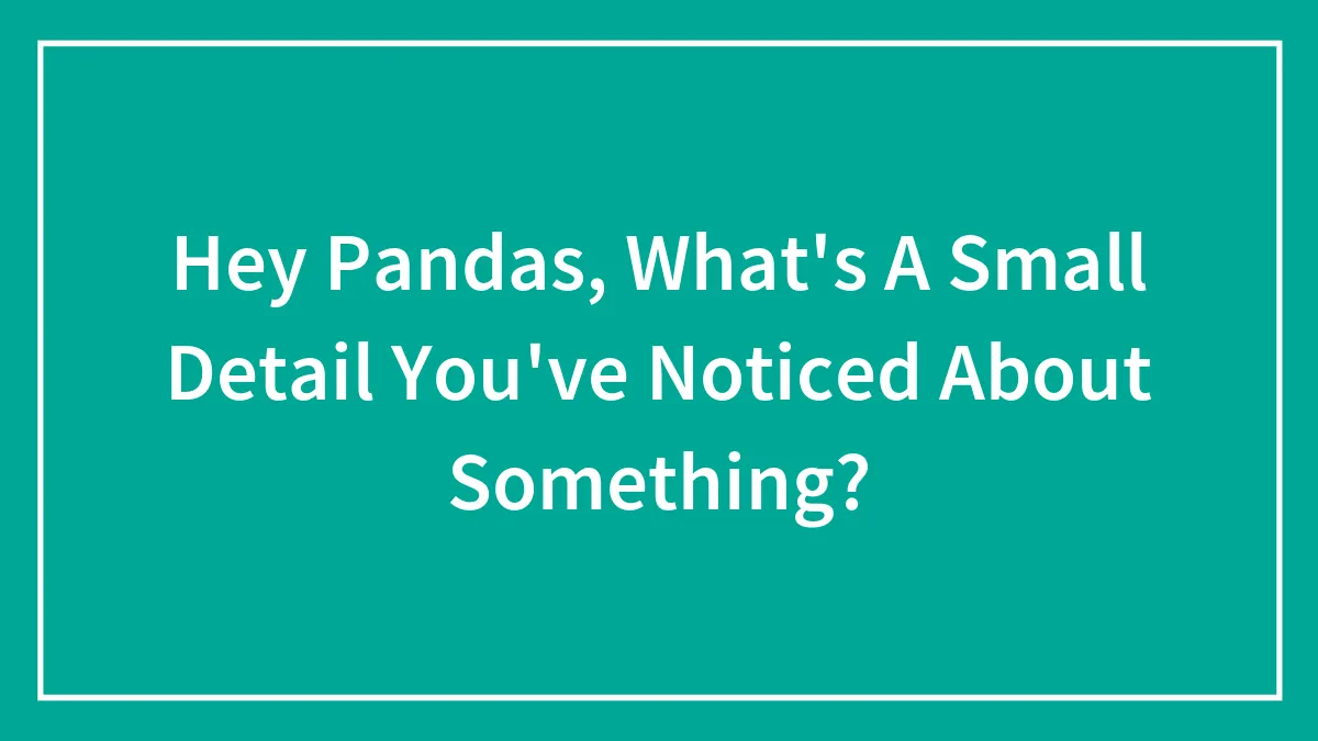 Hey Pandas, What's A Small Detail You've Noticed About Something? (Closed)