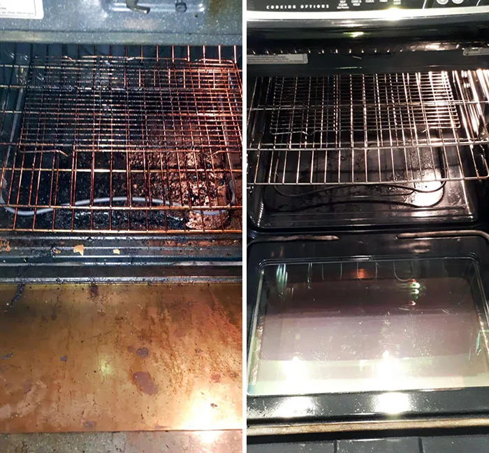 Mi madre y yo trabajamos en la limpieza de apartamentos en Toronto. Esto es el antes y después del horno