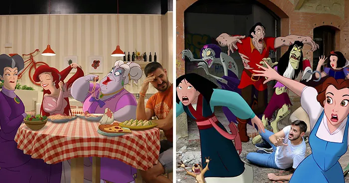 Guy Proves There's No Limit To Creativity By Photoshopping Classic Disney Characters Into His Everyday Life (21 New Pics)