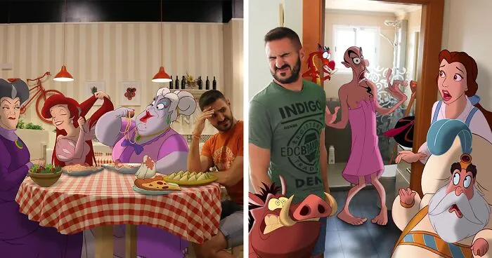 Guy Proves There's No Limit To Creativity By Photoshopping Classic Disney Characters Into His Everyday Life (21 New Pics)
