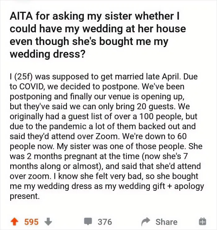 Bridezilla Wants Her Sister's House For Her Wedding!!
