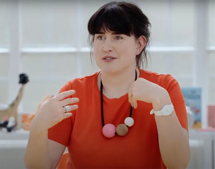 Jane Ní Dhulchaointigh giving an interview about moldable glue
