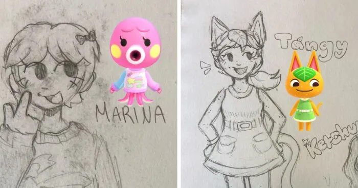 I Reimagined And Drew Animal-Crossing Characters As Humans (7 Pics)