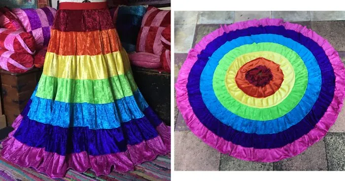 8 Of My Handmade Full Length, Full Circle Striped Velvet Skirts