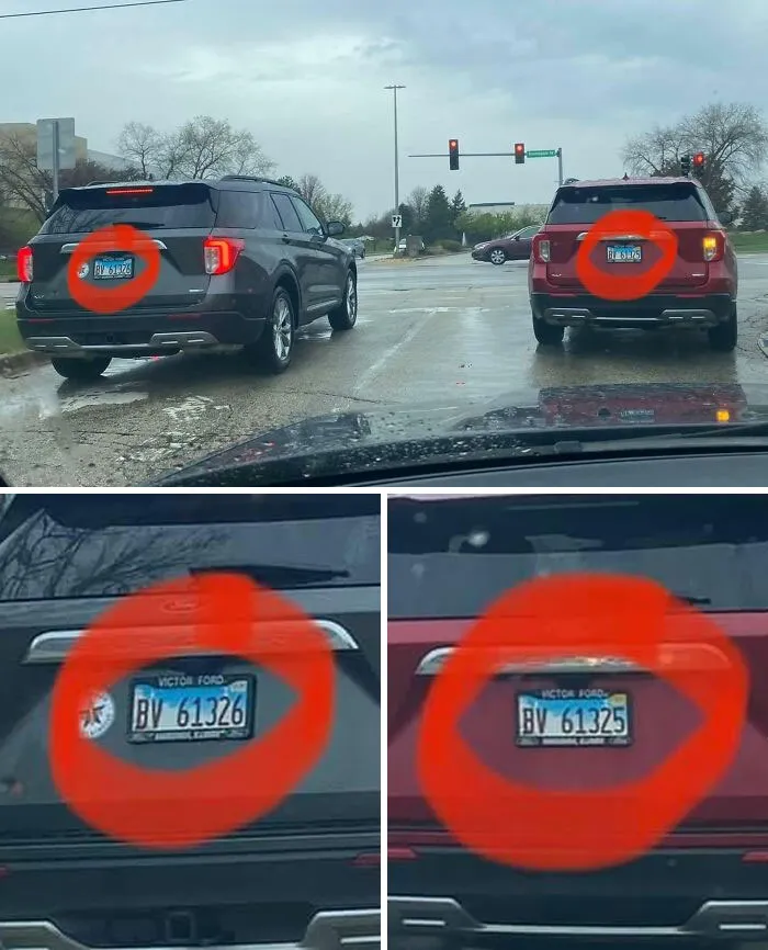 Coches iguales con matrículas consecutivas