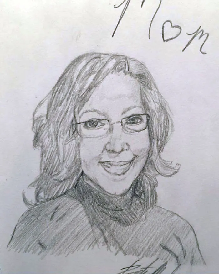 I Found This Mother's Day Gift From A Few Years Back In An Old Sketchbook And She Used It As Her Profile On Facebook