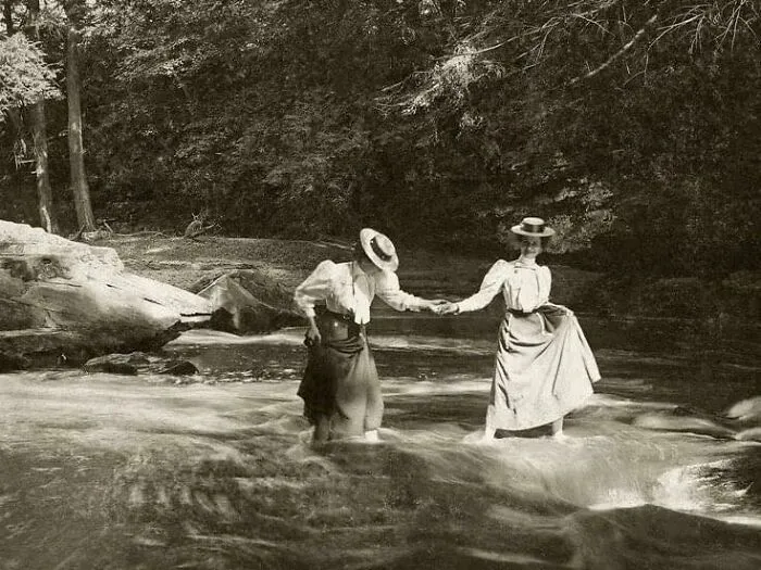 Two Friends Strolling In A Cool Stream On A Warm Day, 1910