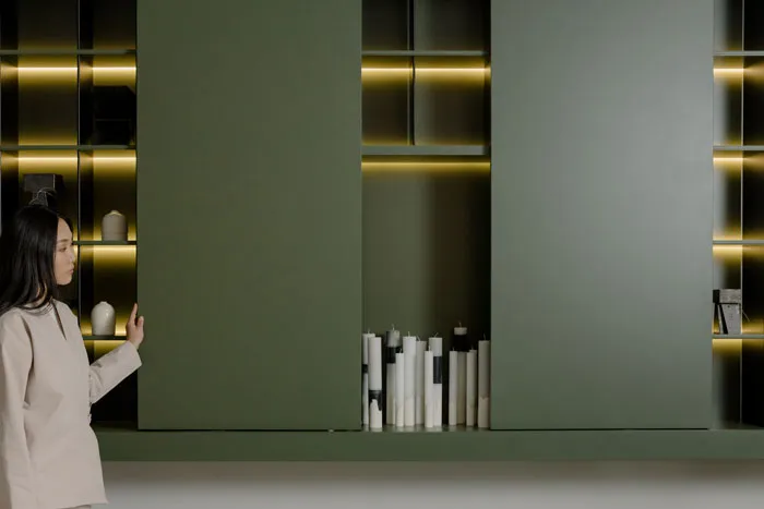 Grenn storage doors with candles 