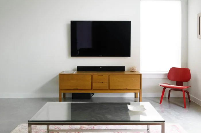 Glass coffee table in the living room 