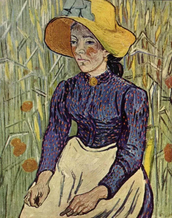 Peasant Woman Against A Background Of Wheat by Vincent van Gogh, 1890, oil painting