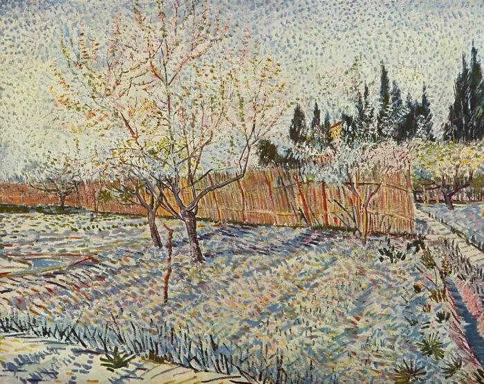 Orchard With Cypresses by Vincent van Gogh, 1888, oil painting