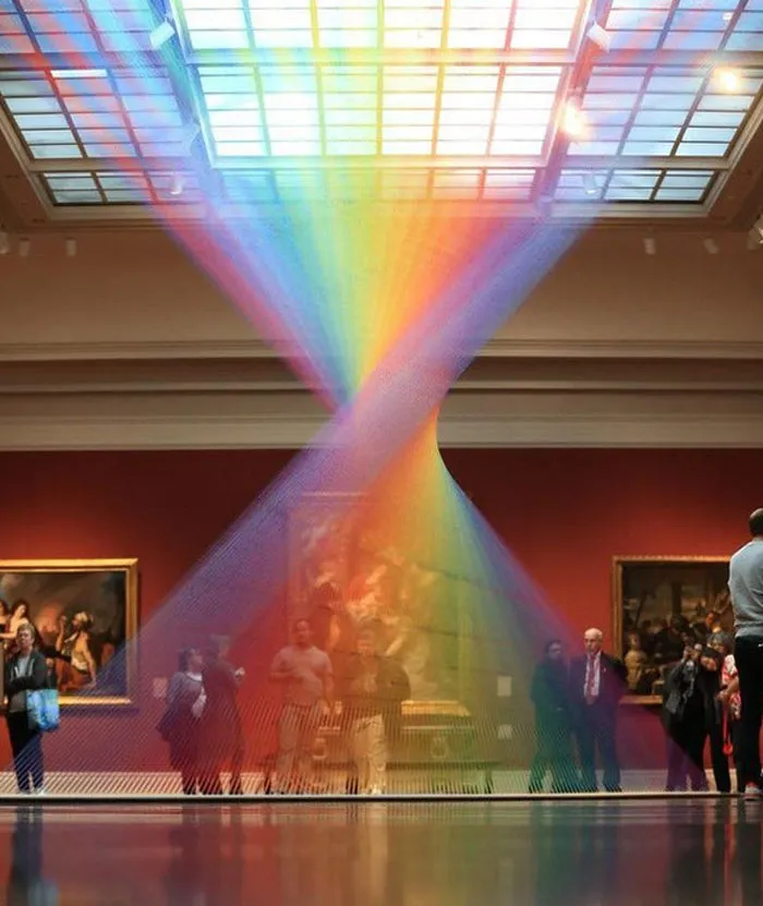 The Indoor Rainbow In The Great Gallery Of Toledo Museum Of Art. This Is Not Refracted Light. It Is Instead An Illusion Created From Thousands Of Threads. Artist: Gabriel Dawe