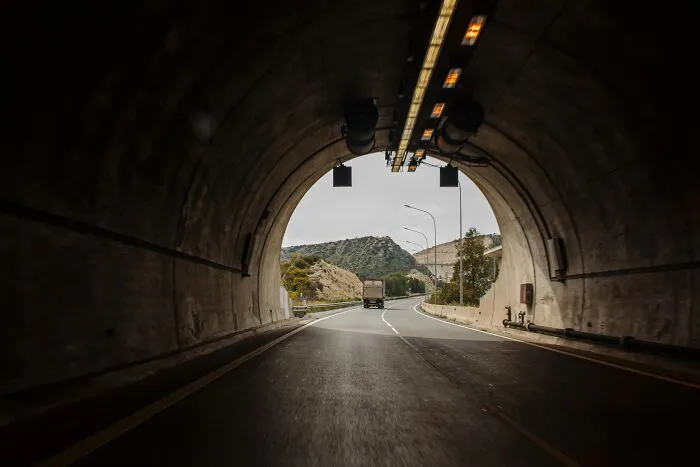the ending of a road through the Tunnel  