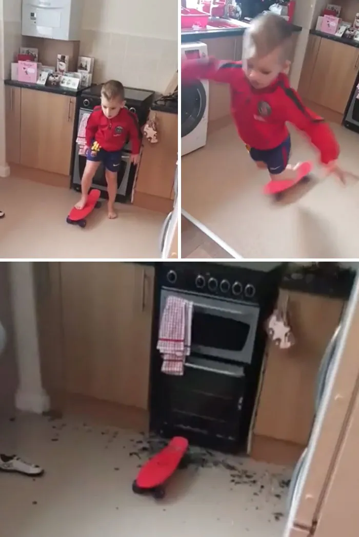 Skateboarding In The Kitchen