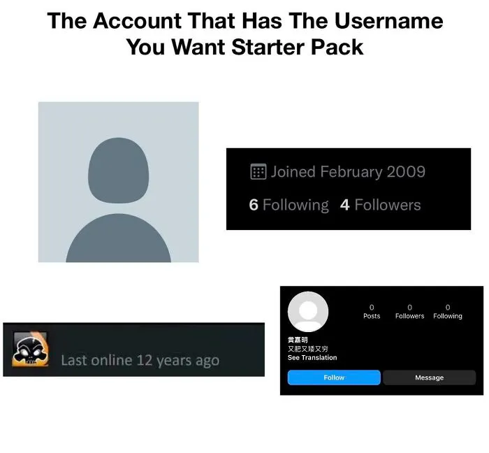 The Account That Has The Username You Want Starter Pack