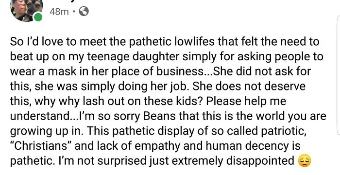 Teenage Girl Beat Up For Enforcing Use Of Masks At A Private Business Which Can Technically Enforce Any Rule They Like And Refuse To Serve Anyone They Like