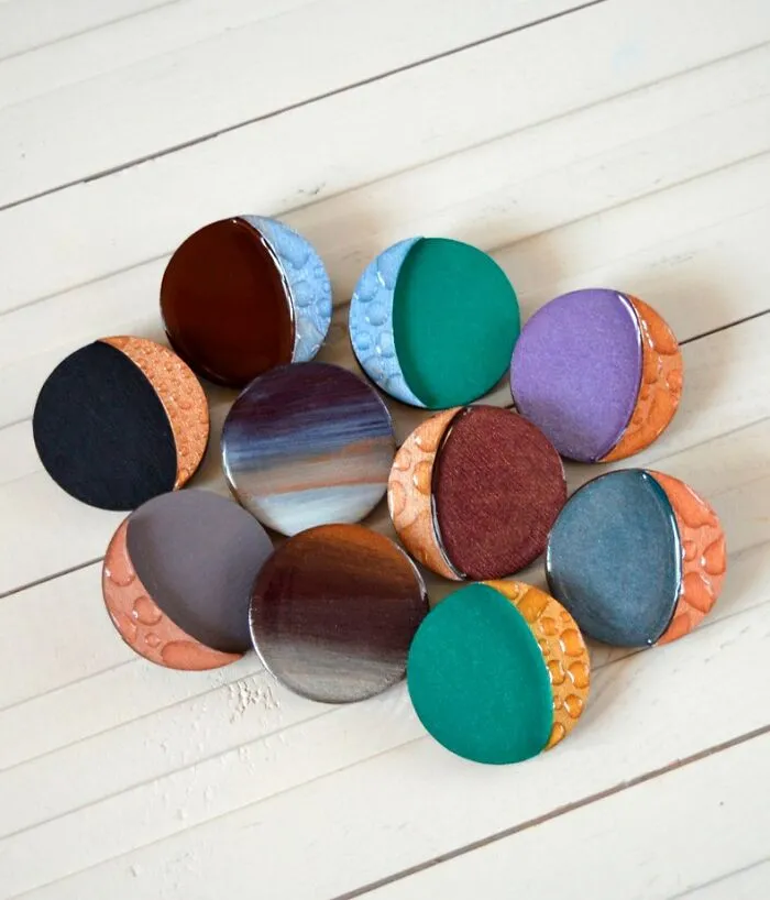 Handmade Wooden "Moon" Brooches