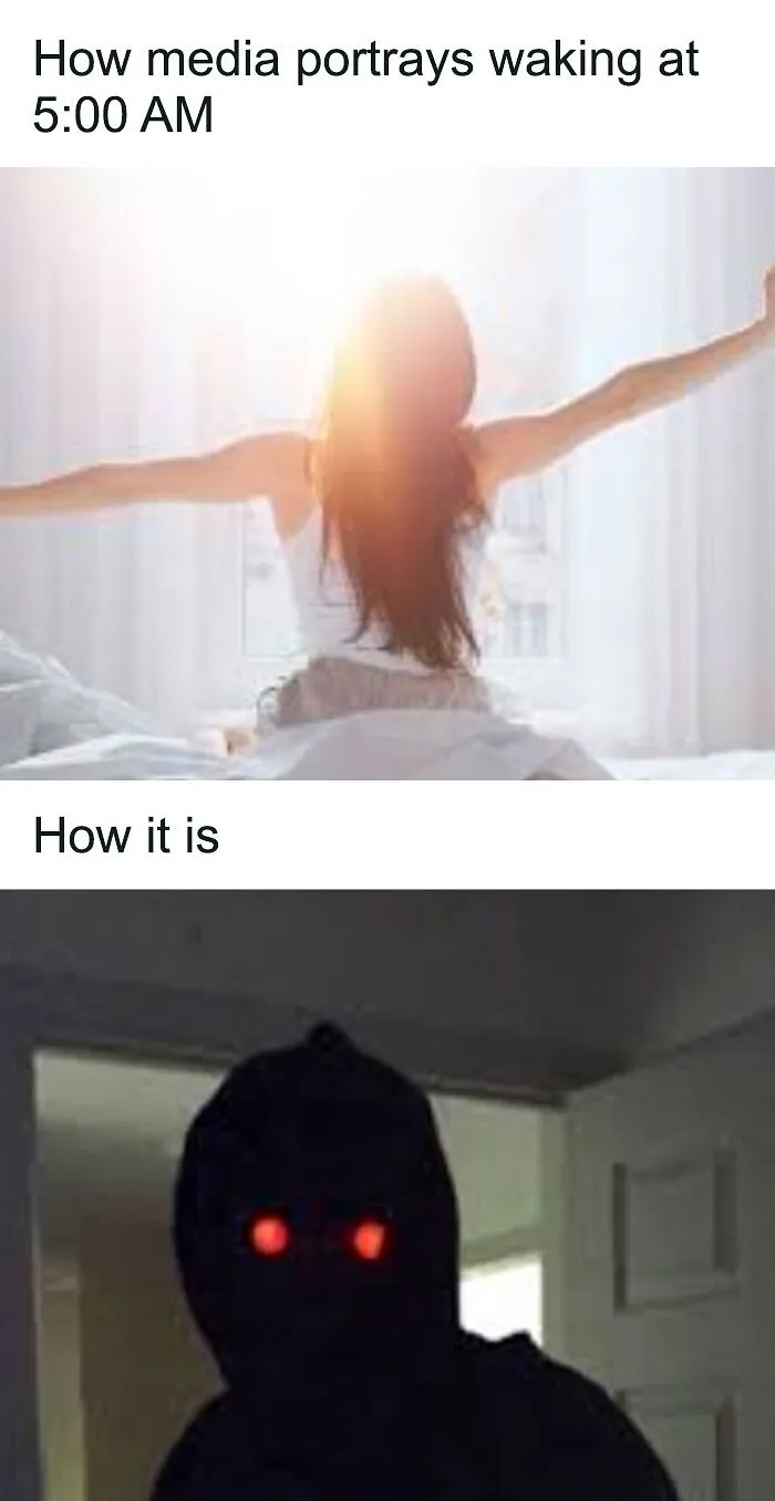 “How Media Portrays Waking Up vs Reality at 5:00 A.M.”