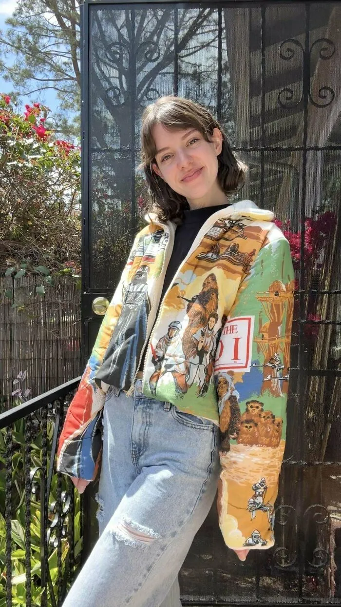Chaqueta hecha con un saco de dormir