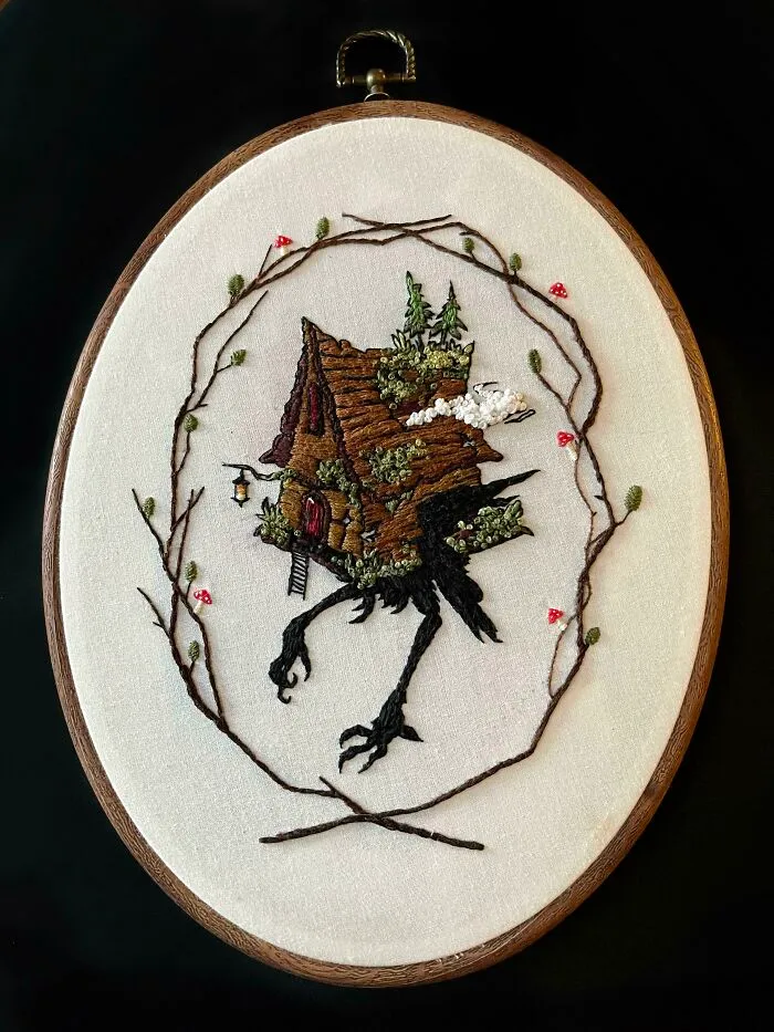 Baba Yaga’s House Embroidery I Just Finished!
