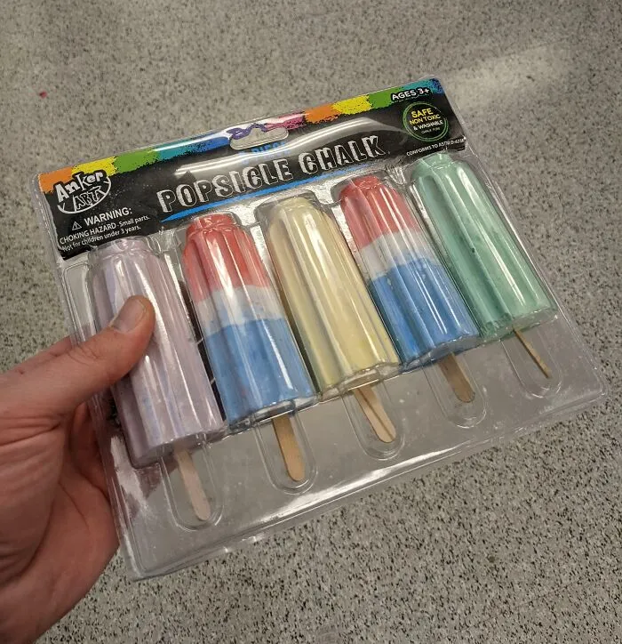 Chalk With A Popsicle Color, Shape, And Even Wood Handle. What Could Go Wrong Giving These To Kids?