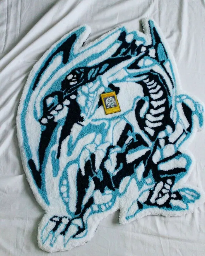 Blue eyes white dragon rug from Yu Gi Oh
