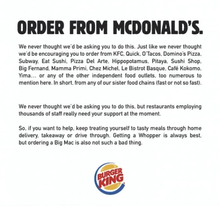 Burger King Tells People To Order From Mcd's