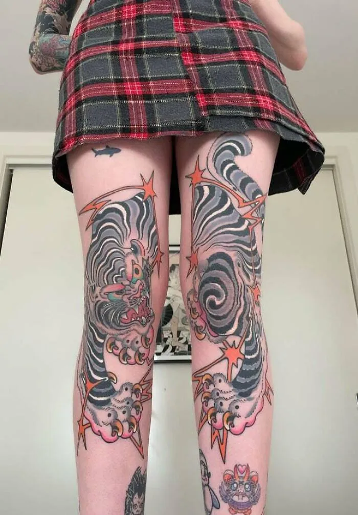 Knees Done By Adrian Hing At Forest Creek Tattoo, Melbourne, Australia